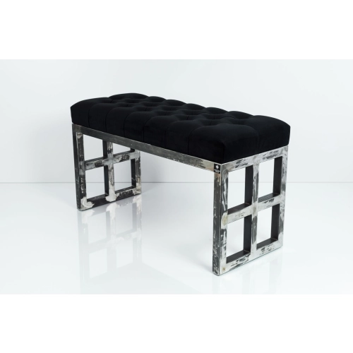 Ławka Metalowa Loft Siedzisko Pikowane Czarny LPM-17 Rozmiary od 50 cm do 200 cm