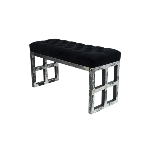 Ławka Metalowa Loft Siedzisko Pikowane Czarny LPM-17 Rozmiary od 50 cm do 200 cm