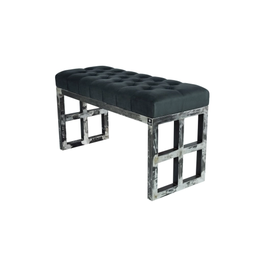 Ławka Metalowa Loft Siedzisko Pikowane Grafit LPM-17 Rozmiary od 50 cm do 200 cm