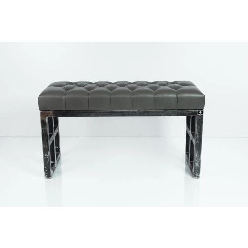 Ławka Metalowa Loft Siedzisko Pikowane Ekoskóra Grafit LPM-17 Rozmiary od 50 cm do 200 cm