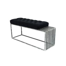 Ławka Metalowa Loft Siedzisko Pikowane Czarny LPM-18 Rozmiary od 50 cm do 200 cm