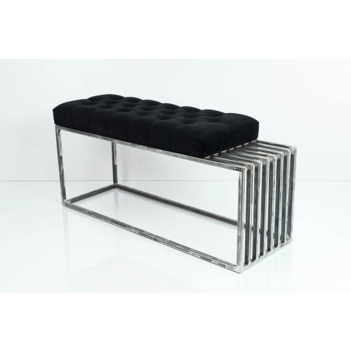 Ławka Metalowa Loft Siedzisko Pikowane Czarny LPM-18 Rozmiary od 50 cm do 200 cm