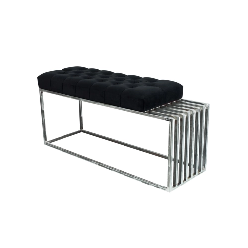 Ławka Metalowa Loft Siedzisko Pikowane Czarny LPM-18 Rozmiary od 50 cm do 200 cm