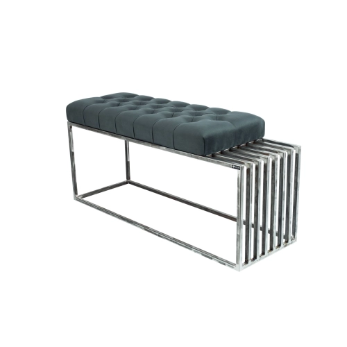 Ławka Metalowa Loft Siedzisko Pikowane Grafit LPM-18 Rozmiary od 50 cm do 200 cm