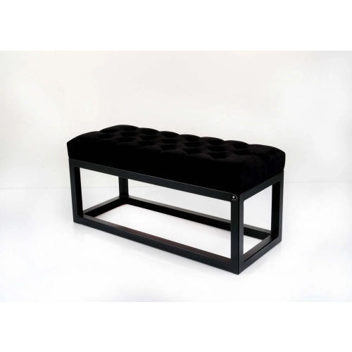 Ławka Pufa Pikowana Czarny Guzik Tapicerowany Stal LPM-22 Rozmiary od 50 cm do 200 cm