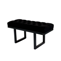 Ławka Pufa Pikowana Czarny Guzik Tapicerowany Stal LPM-23 Rozmiary od 50 cm do 200 cm