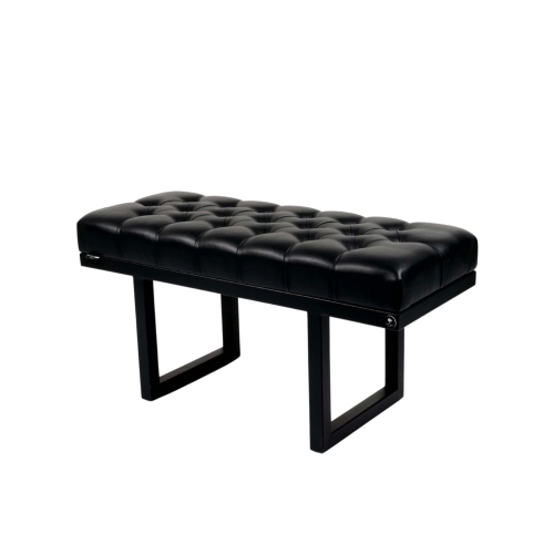 Ławka Pufa Pikowana Czarny Ekoskóra Guzik Tapicerowany Stal LPM-23 Rozmiary od 50 cm do 200 cm