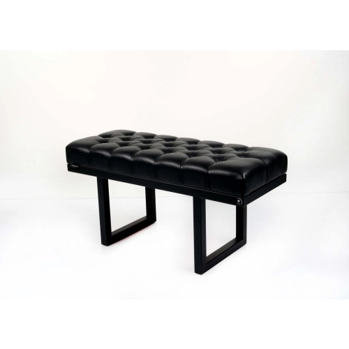 Ławka Pufa Pikowana Czarny Ekoskóra Guzik Tapicerowany Stal LPM-23 Rozmiary od 50 cm do 200 cm