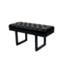 Ławka Pufa Pikowana Czarny Ekoskóra Guzik Tapicerowany Stal LPM-23 Rozmiary od 50 cm do 200 cm