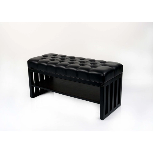 Ławka Pufa Pikowana Czarny Ekoskóra Guzik Tapicerowany Stal LPM-24 Rozmiary od 50 cm do 200 cm