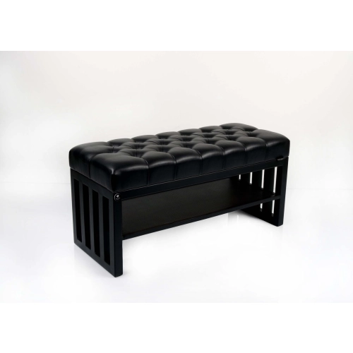 Ławka Pufa Pikowana Czarny Ekoskóra Guzik Tapicerowany Stal LPM-24 Rozmiary od 50 cm do 200 cm