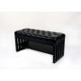 Ławka Pufa Pikowana Czarny Ekoskóra Guzik Tapicerowany Stal LPM-24 Rozmiary od 50 cm do 200 cm