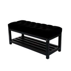 Ławka Pufa Pikowana Czarny Guzik Tapicerowany Stal LPM-25 Rozmiary od 50 cm do 200 cm