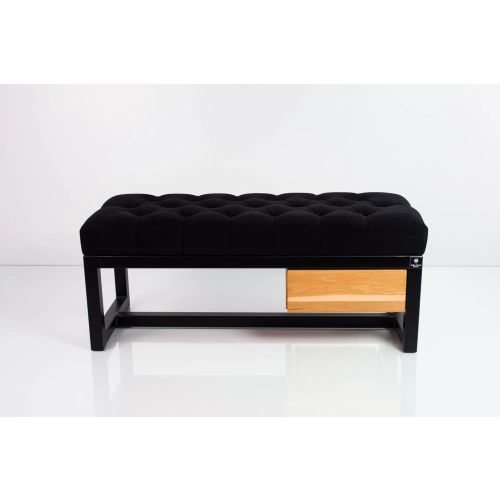 Ławka Pufa Pikowana Czarny Guzik Tapicerowany Stal LPMS-1 Rozmiary od 50 cm do 200 cm