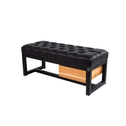 Ławka Pufa Pikowana Ekoskóra Czarny Stal LPMS-1 Rozmiary od 50 cm do 200 cm