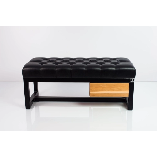 Ławka Pufa Pikowana Ekoskóra Czarny Stal LPMS-1 Rozmiary od 50 cm do 200 cm