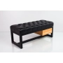 Ławka Pufa Pikowana Ekoskóra Czarny Stal LPMS-1 Rozmiary od 50 cm do 200 cm