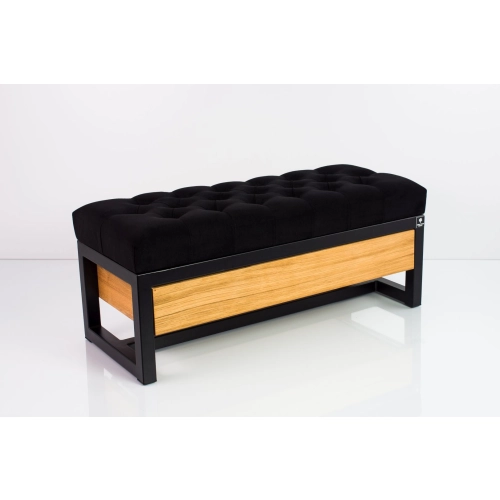 Ławka Pufa Pikowana Czarny Guzik Tapicerowany Stal LPMS-12 Rozmiary od 50 cm do 200 cm