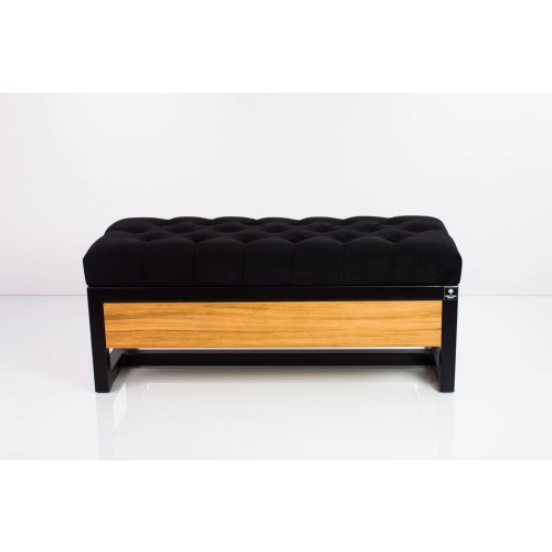 Ławka Pufa Pikowana Czarny Guzik Tapicerowany Stal LPMS-12 Rozmiary od 50 cm do 200 cm