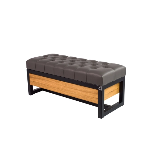 Ławka Pufa Pikowana Ekoskóra Grafit Stal LPMS-12 Rozmiary od 50 cm do 200 cm