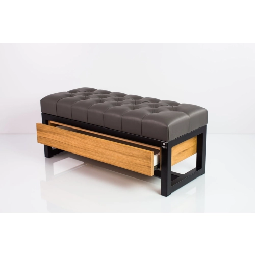 Ławka Pufa Pikowana Ekoskóra Grafit Stal LPMS-12 Rozmiary od 50 cm do 200 cm