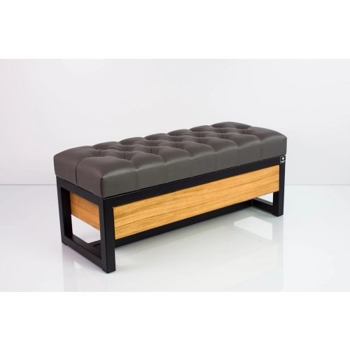 Ławka Pufa Pikowana Ekoskóra Grafit Stal LPMS-12 Rozmiary od 50 cm do 200 cm