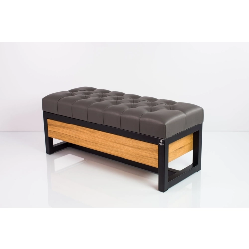 Ławka Pufa Pikowana Ekoskóra Grafit Stal LPMS-12 Rozmiary od 50 cm do 200 cm