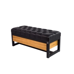 Ławka Pufa Pikowana Ekoskóra Czarny Stal LPMS-12 Rozmiary od 50 cm do 200 cm