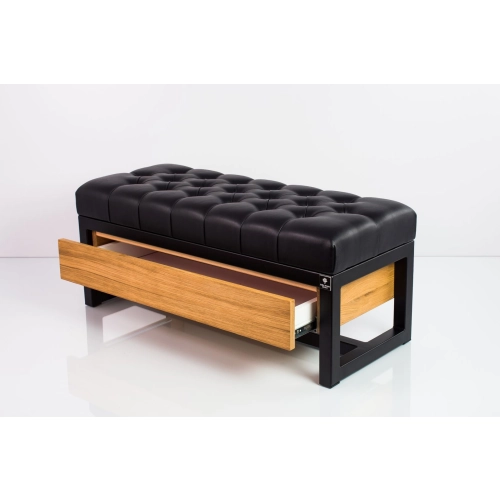 Ławka Pufa Pikowana Ekoskóra Czarny Stal LPMS-12 Rozmiary od 50 cm do 200 cm