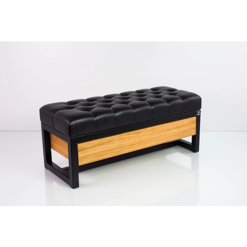 Ławka Pufa Pikowana Ekoskóra Czarny Stal LPMS-12 Rozmiary od 50 cm do 200 cm