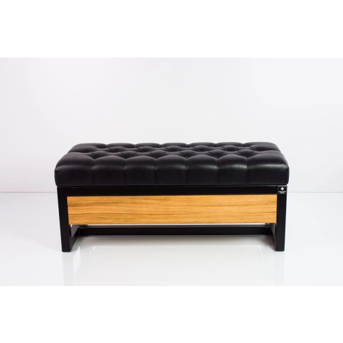 Ławka Pufa Pikowana Ekoskóra Czarny Stal LPMS-12 Rozmiary od 50 cm do 200 cm