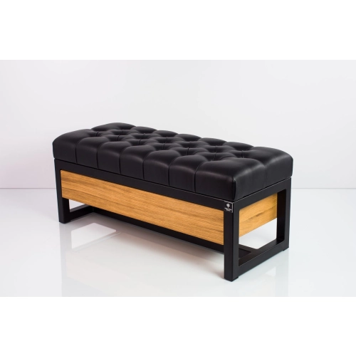 Ławka Pufa Pikowana Ekoskóra Czarny Stal LPMS-12 Rozmiary od 50 cm do 200 cm