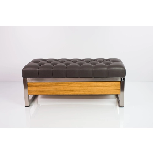 Ławka Pufa Pikowana Ekoskóra Grafit Stal Nierdzewna Szczotkowana / Polerowana LPMS-13 Rozmiary od 50 cm do 200 cm