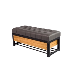 Ławka Pufa Pikowana Ekoskóra Grafit Stal LPMS-14 Rozmiary od 50 cm do 200 cm