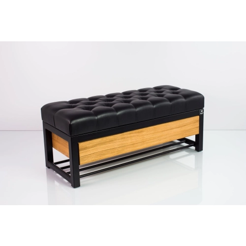 Ławka Pufa Pikowana Ekoskóra Czarny Stal LPMS-14 Rozmiary od 50 cm do 200 cm