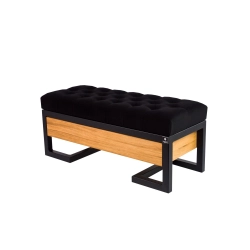 Ławka Pufa Pikowana Czarny Guzik Tapicerowany Stal LPMS-15 Rozmiary od 50 cm do 200 cm