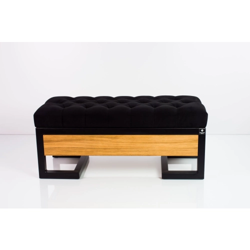 Ławka Pufa Pikowana Czarny Guzik Tapicerowany Stal LPMS-15 Rozmiary od 50 cm do 200 cm