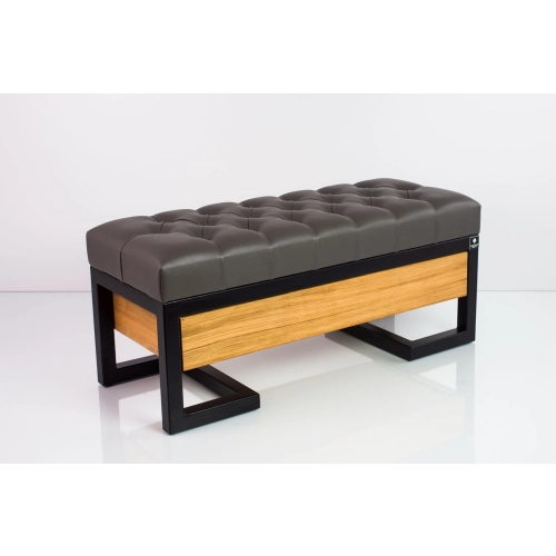 Ławka Pufa Pikowana Ekoskóra Grafit Stal LPMS-15 Rozmiary od 50 cm do 200 cm
