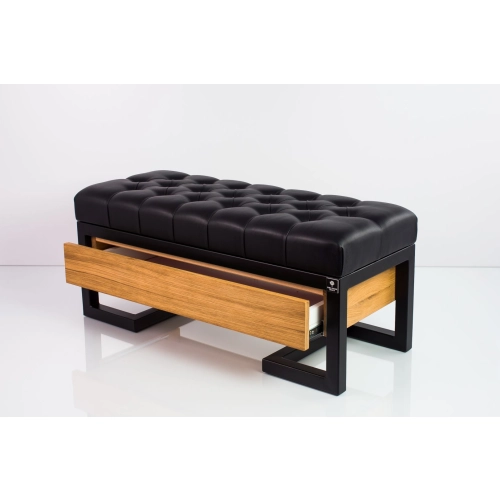 Ławka Pufa Pikowana Ekoskóra Czarny Stal LPMS-15 Rozmiary od 50 cm do 200 cm