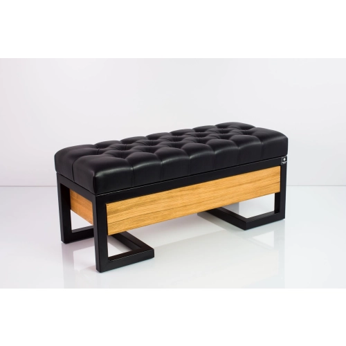 Ławka Pufa Pikowana Ekoskóra Czarny Stal LPMS-15 Rozmiary od 50 cm do 200 cm
