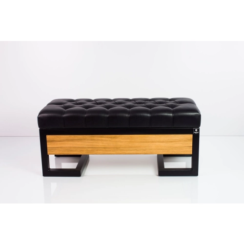 Ławka Pufa Pikowana Ekoskóra Czarny Stal LPMS-15 Rozmiary od 50 cm do 200 cm
