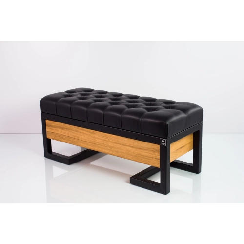 Ławka Pufa Pikowana Ekoskóra Czarny Stal LPMS-15 Rozmiary od 50 cm do 200 cm
