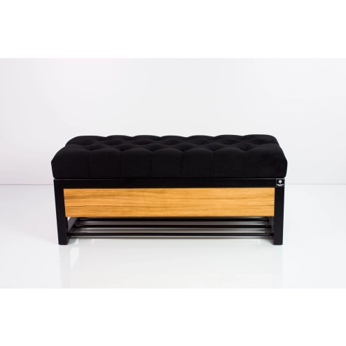 Ławka Pufa Pikowana Czarny Guzik Tapicerowany Stal LPMS-16 Rozmiary od 50 cm do 200 cm