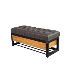 Ławka Pufa Pikowana Ekoskóra Grafit Stal LPMS-16 Rozmiary od 50 cm do 200 cm