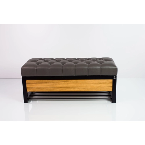 Ławka Pufa Pikowana Ekoskóra Grafit Stal LPMS-16 Rozmiary od 50 cm do 200 cm