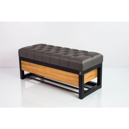 Ławka Pufa Pikowana Ekoskóra Grafit Stal LPMS-16 Rozmiary od 50 cm do 200 cm