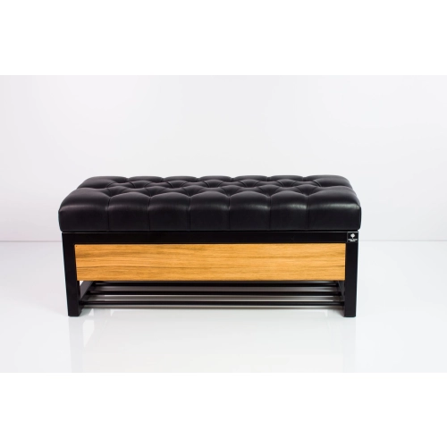 Ławka Pufa Pikowana Ekoskóra Czarny Stal LPMS-16 Rozmiary od 50 cm do 200 cm