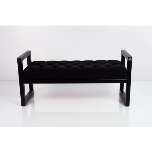 Ławka Pufa Pikowana Czarny Guzik Tapicerowany Stal LPMS-2 Rozmiary od 50 cm do 200 cm