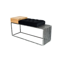 Ławka Pufa Pikowana Czarny Guzik Tapicerowany Stal LPMS-20 Rozmiary od 50 cm do 200 cm