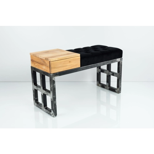 Ławka Pufa Pikowana Czarny Guzik Tapicerowany Stal LPMS-21 Rozmiary od 50 cm do 200 cm